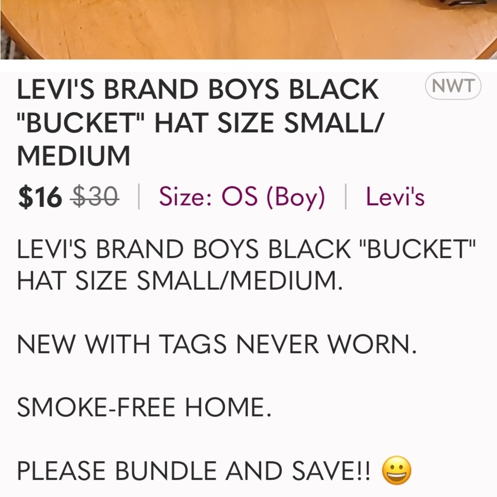 Levi’s Classic reversible bucket hat Gray/Black Measures 22” around. Small/Med - Picture 9 of 9